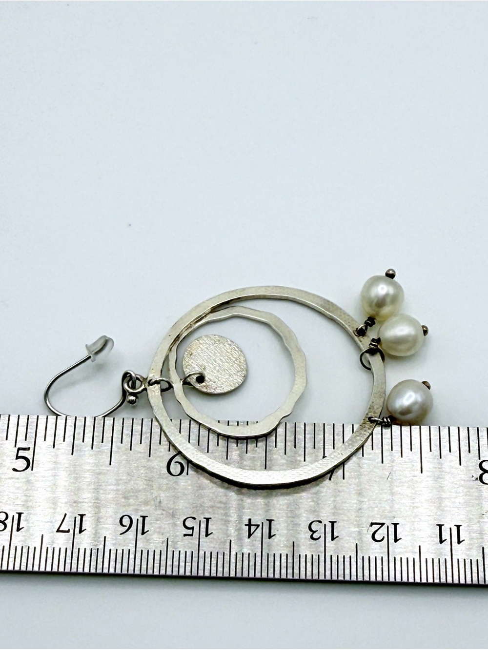 Silpada Rare HTF Sterling PEARLS OF WISDOM Wire Drop Multi-Hoop Earrings wPearls - Picture 9 of 12